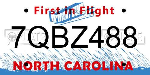 7QBZ488 North Carolina License Plate