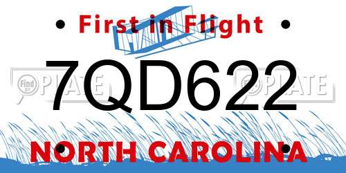 7QD622 North Carolina License Plate