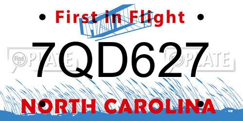 7QD627 North Carolina License Plate