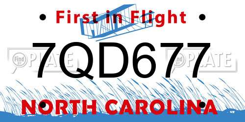7QD677 North Carolina License Plate