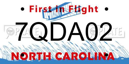 7QDA02 North Carolina License Plate