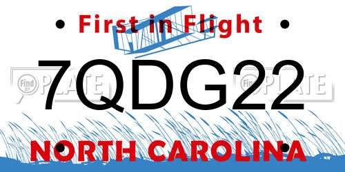 7QDG22 North Carolina License Plate