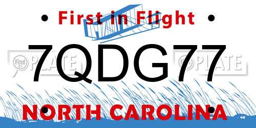 7QDG77 North Carolina License Plate