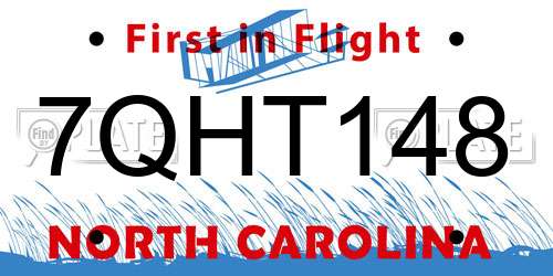 7QHT148 North Carolina License Plate