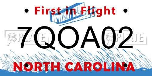 7QOA02 North Carolina License Plate