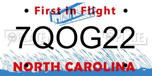 7QOG22 North Carolina License Plate