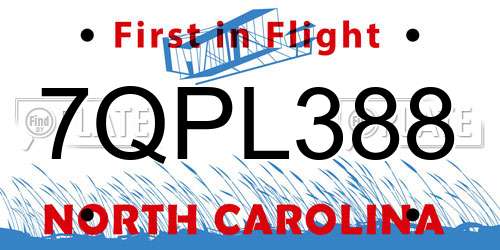 7QPL388 North Carolina License Plate
