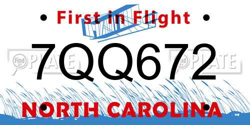 7QQ672 North Carolina License Plate