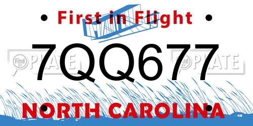 7QQ677 North Carolina License Plate