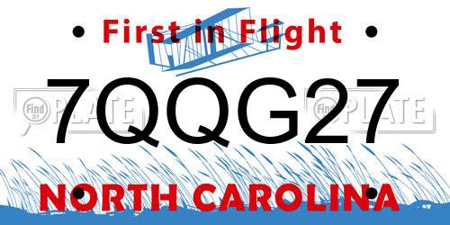 7QQG27 North Carolina License Plate