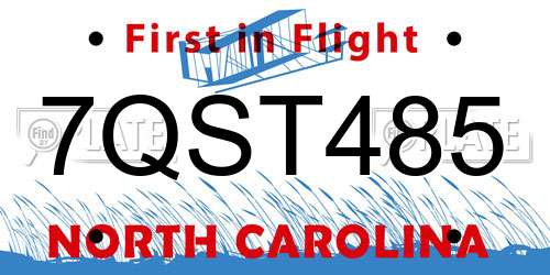 7QST485 North Carolina License Plate