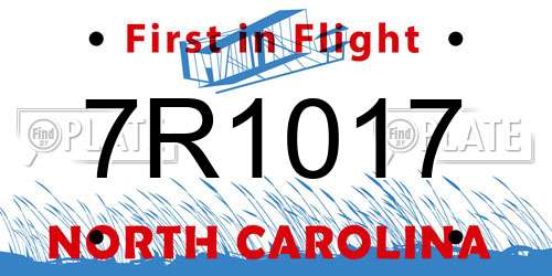 7R1017 North Carolina License Plate