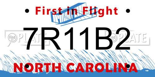 7R11B2 North Carolina License Plate