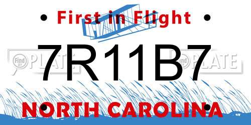 7R11B7 North Carolina License Plate