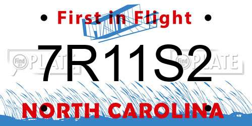 7R11S2 North Carolina License Plate