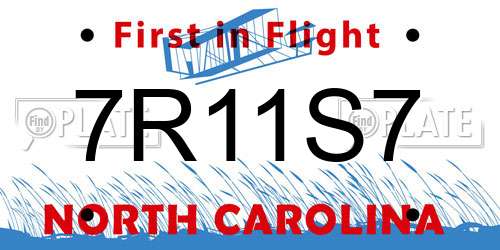 7R11S7 North Carolina License Plate