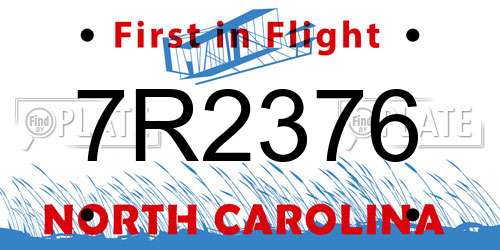 7R2376 North Carolina License Plate