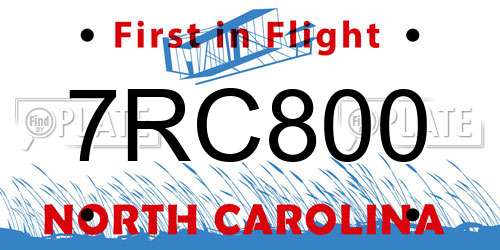 7RC800 North Carolina License Plate