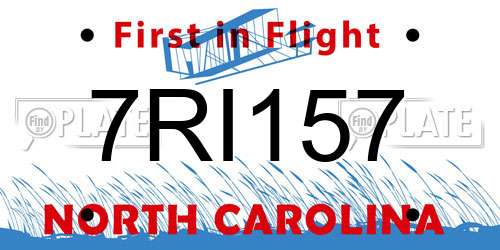7RI157 North Carolina License Plate