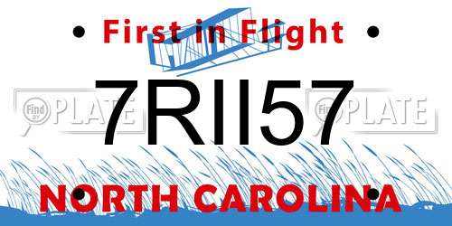 7RII57 North Carolina License Plate