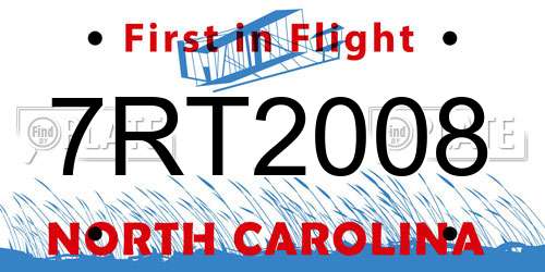 7RT2008 North Carolina License Plate