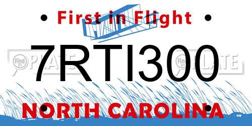 7RTI300 North Carolina License Plate