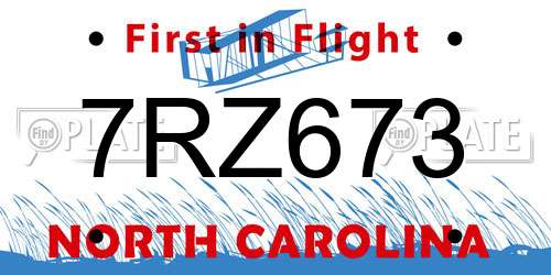 7RZ673 North Carolina License Plate