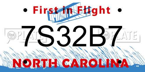 7S32B7 North Carolina License Plate