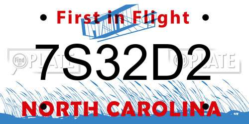 7S32D2 North Carolina License Plate