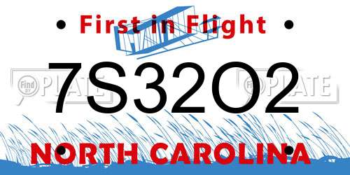 7S32O2 North Carolina License Plate
