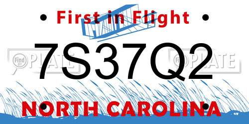 7S37Q2 North Carolina License Plate