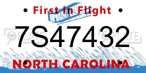 7S47432 North Carolina License Plate