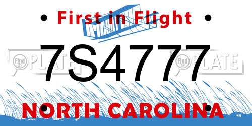 7S4777 North Carolina License Plate