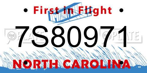 7S80971 North Carolina License Plate