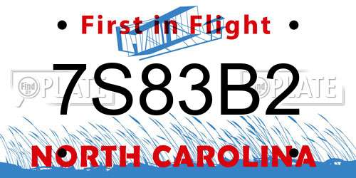 7S83B2 North Carolina License Plate
