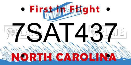 7SAT437 North Carolina License Plate