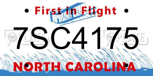 7SC4175 North Carolina License Plate
