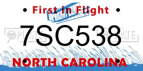 7SC538 North Carolina License Plate