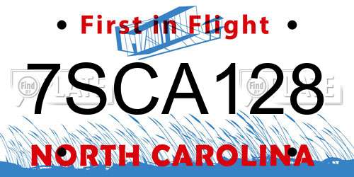 7SCA128 North Carolina License Plate