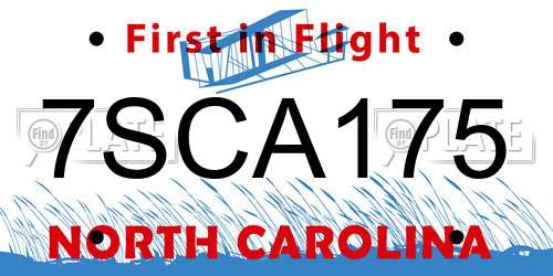 7SCA175 North Carolina License Plate