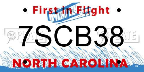 7SCB38 North Carolina License Plate
