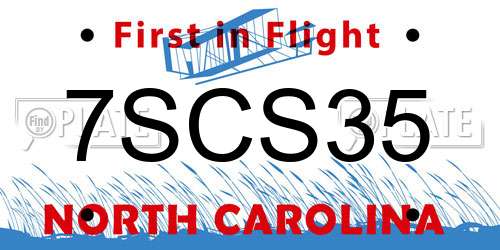 7SCS35 North Carolina License Plate