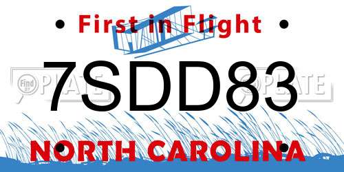 7SDD83 North Carolina License Plate
