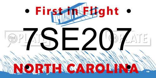 7SE207 North Carolina License Plate
