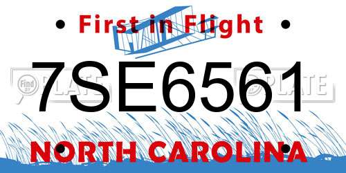 7SE6561 North Carolina License Plate
