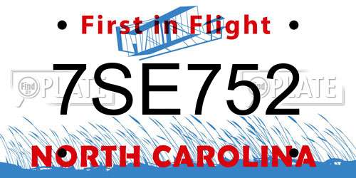 7SE752 North Carolina License Plate