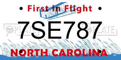 7SE787 North Carolina License Plate
