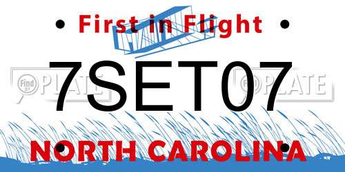 7SET07 North Carolina License Plate