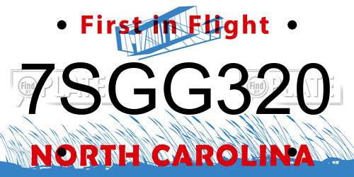 7SGG320 North Carolina License Plate