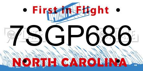 7SGP686 North Carolina License Plate